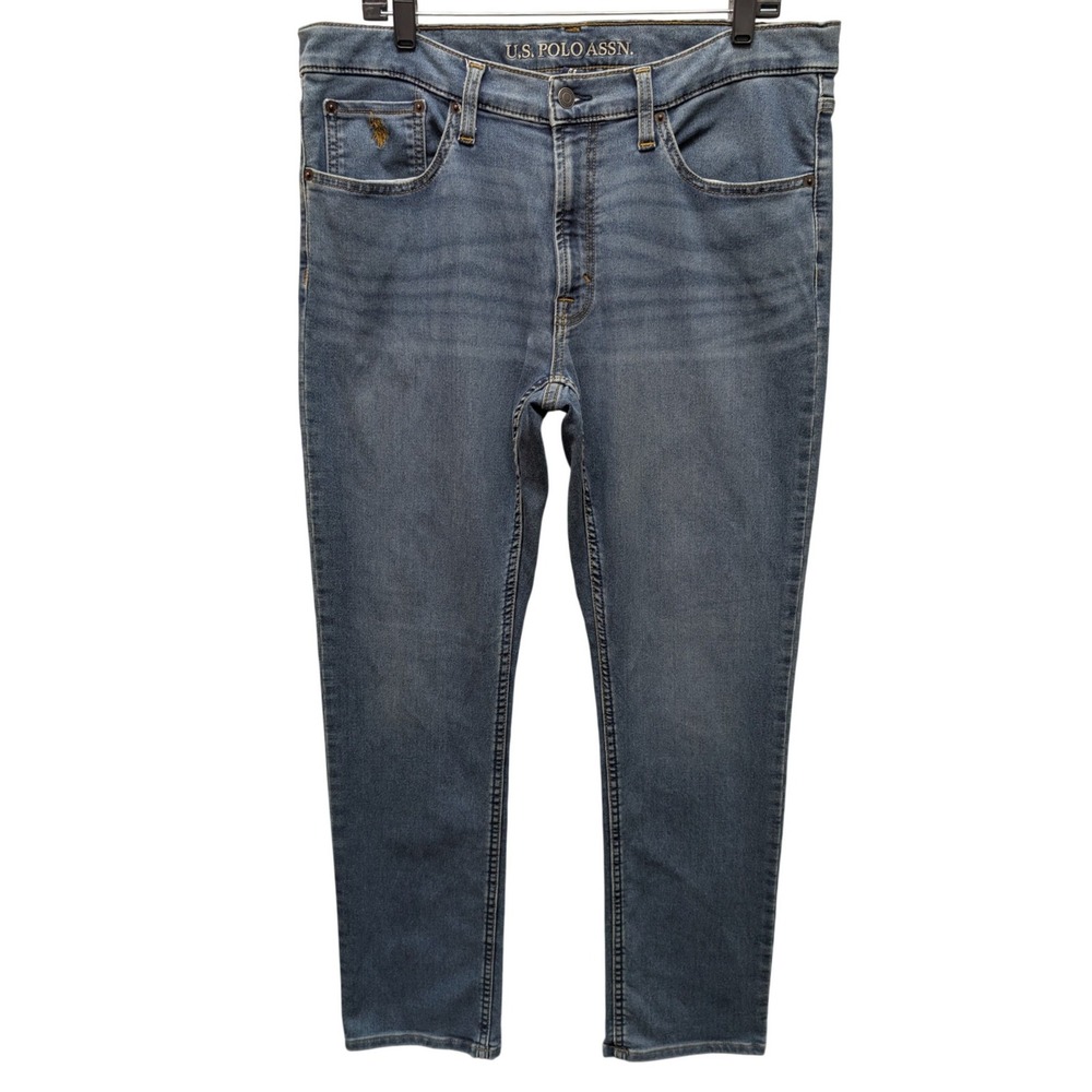 U.S. Polo Assn Mens 36x32 Blue Straight Leg Stretch Denim Jeans 110433